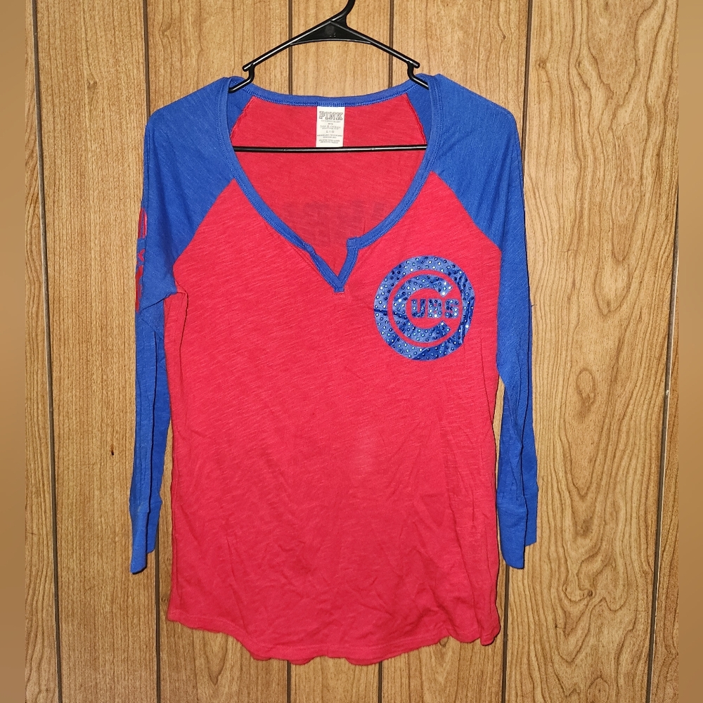 PINK Victoria's Secret Chicago Cubs Quarter Sleeve Tee Size L